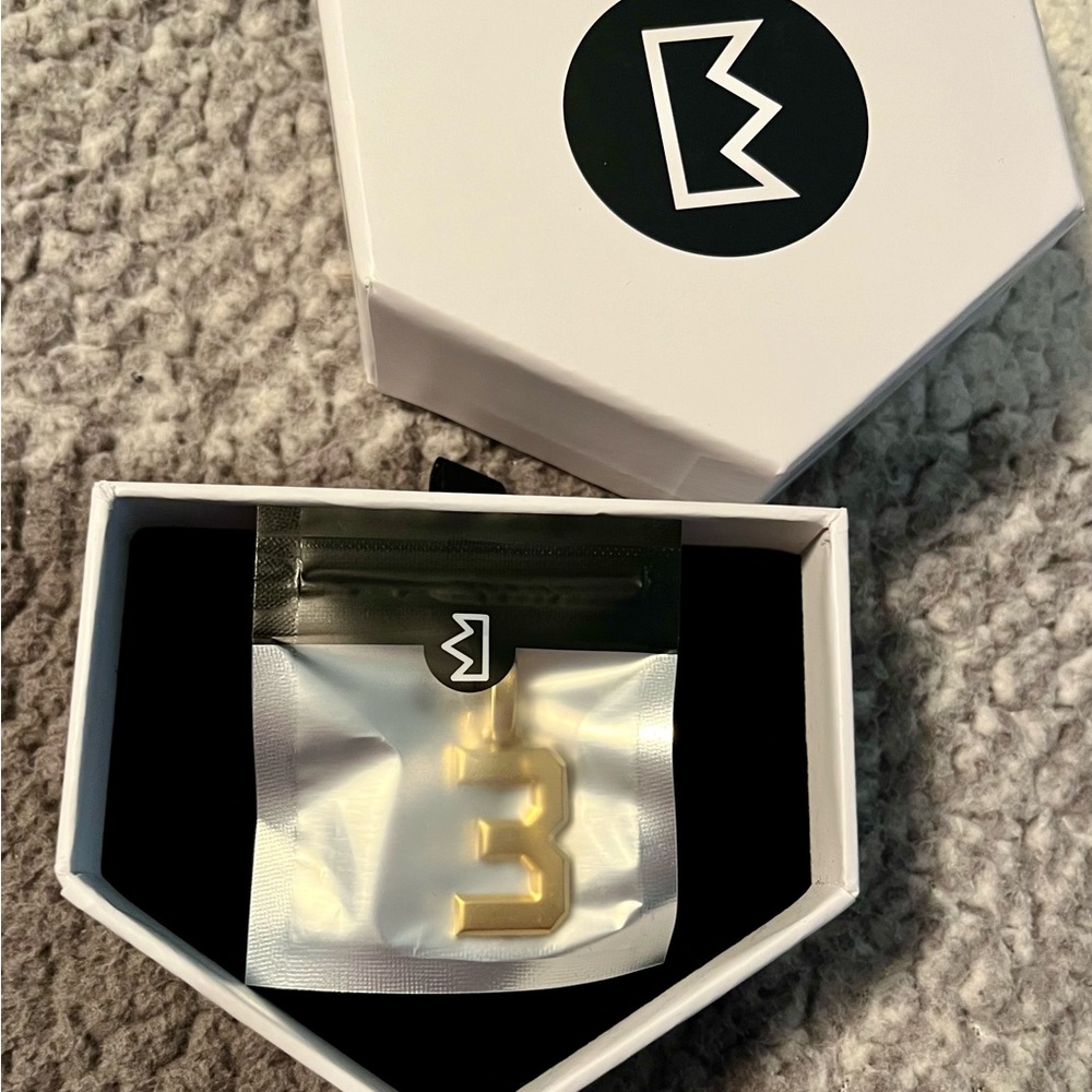 Baseball Number Pendant Triple Crown Three Pendant Necklace Pendant Gold